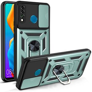 Husa pentru Huawei P30 Lite Armor Kickstand Tough Rugged Cover cu protectie camera, verde