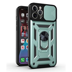 Husa pentru iPhone 12 Pro Max cu inel Ring Armor Kickstand Tough, protectie camera, verde