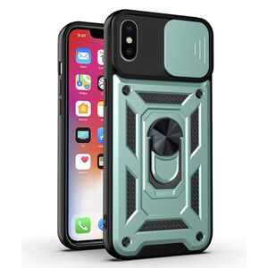 Husa pentru iPhone X / XS cu inel Ring Armor Kickstand Tough Rugged, verde