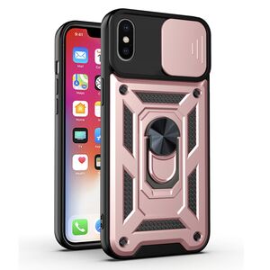Husa pentru iPhone X / XS cu inel Ring Armor Kickstand Tough Rugged, rose gold
