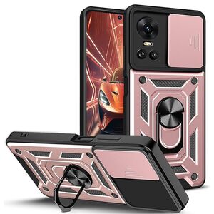 Husa pentru Oppo Reno 10, Reno 10 Pro cu inel Ring Armor Kickstand Tough, protectie camera, rose gold