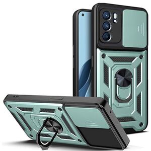 Husa pentru Oppo Reno 6 5G cu inel Ring Armor Kickstand Tough, protectie camera, verde