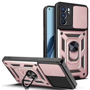 Husa pentru Oppo Reno 6 5G cu inel Ring Armor Kickstand Tough, protectie camera, rose gold