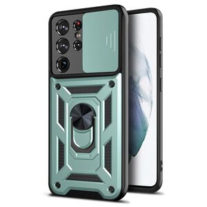 Husa pentru Samsung Galaxy S21 Ultra cu inel Ring Armor Kickstand Tough, protectie camera, verde