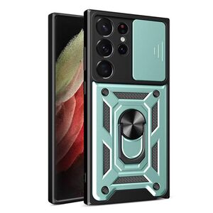 Husa pentru Samsung Galaxy S22 Ultra cu inel Ring Armor Kickstand Tough, protectie camera, verde