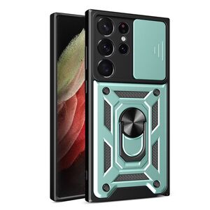 Husa pentru Samsung Galaxy S23 Ultra cu inel Ring Armor Kickstand Tough, protectie camera, verde