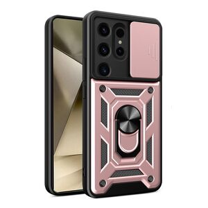 Husa pentru Samsung Galaxy S24 Ultra cu inel Ring Armor Kickstand Tough, protectie camera, rose gold