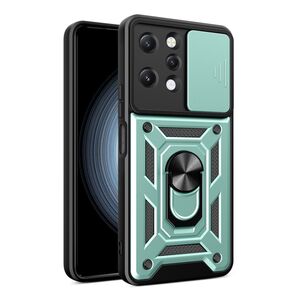 Husa pentru Xiaomi Redmi 12 5G, 4G cu inel Ring Armor Kickstand Tough, protectie camera, verde