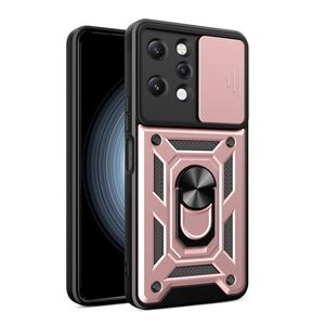 Husa pentru Xiaomi Redmi 12 5G, 4G cu inel Ring Armor Kickstand Tough, protectie camera, rose gold