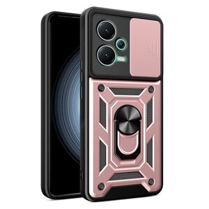 Husa pentru Xiaomi Redmi Note 12 5G cu inel Ring Armor Kickstand Tough, protectie camera, rose gold