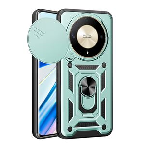 Husa pentru Honor Magic 6 Lite Ring Armor Kickstand Tough Rugged Cover cu protectie camera, verde