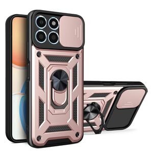 Husa pentru Honor X6a Ring Armor Kickstand Tough Rugged Cover cu protectie camera, rose gold