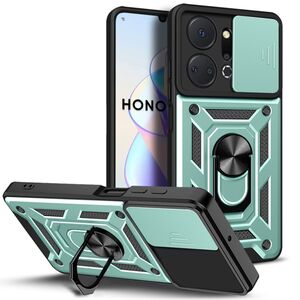 Husa pentru Honor X7a Ring Armor Kickstand Tough Rugged Cover cu protectie camera, verde