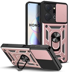 Husa pentru Honor X7a Ring Armor Kickstand Tough Rugged Cover cu protectie camera, rose gold