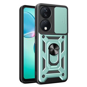 Husa pentru Honor X7b Ring Armor Kickstand Tough Rugged Cover cu protectie camera, verde