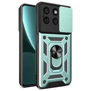 Husa pentru Honor X8b Ring Armor Kickstand Tough Rugged Cover cu protectie camera, verde