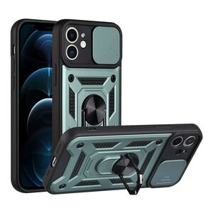 Husa pentru iPhone 11 cu inel Ring Armor Kickstand Tough, protectie camera, verde