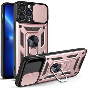Husa pentru iPhone 13 Pro cu inel Ring Armor Kickstand Tough, protectie camera, rose gold