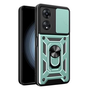 Husa pentru Oppo A58 4G cu inel Ring Armor Kickstand Tough, protectie camera, verde