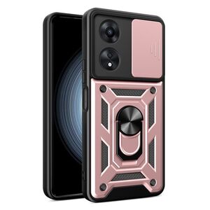 Husa pentru Oppo A58 4G cu inel Ring Armor Kickstand Tough, protectie camera, rose gold