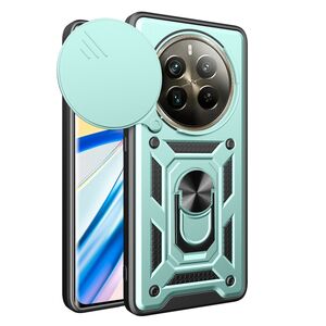 Husa pentru Realme 12 Pro / 12 Pro+ Plus cu inel Ring Armor Kickstand Tough, protectie camera, verde