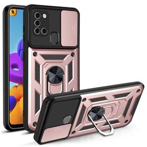 Husa pentru Samsung Galaxy A21s cu inel Ring Armor Kickstand Tough, protectie camera, rose gold