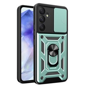 Husa pentru  Samsung Galaxy A35 Ring Armor Kickstand Tough Rugged Cover cu protectie camera, verde