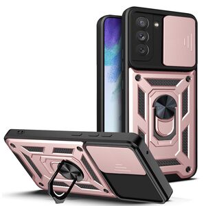 Husa pentru Samsung Galaxy S21 FE cu inel Ring Armor Kickstand Tough, protectie camera, rose gold