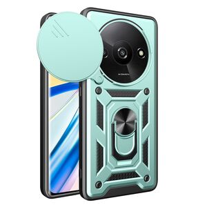 Husa pentru Xiaomi Redmi A3 cu inel Ring Armor Kickstand Tough, protectie camera, verde