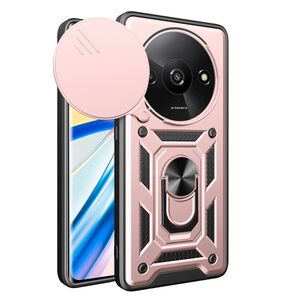 Husa pentru Xiaomi Redmi A3 cu inel Ring Armor Kickstand Tough, protectie camera, rose gold