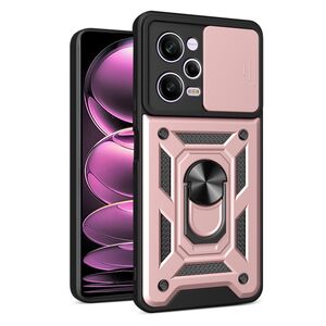 Husa pentru Xiaomi Redmi Note 12 Pro cu inel Ring Armor Kickstand Tough, protectie camera, rose gold