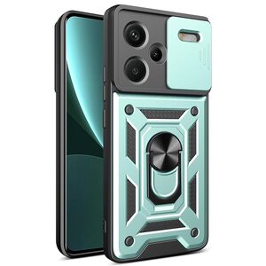 Husa pentru  Xiaomi Redmi Note 13 Pro+ Plus 5G Ring Armor Kickstand Tough Rugged Cover cu protectie camera, verde