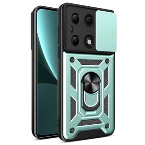 Husa pentru Xiaomi Redmi Note 13 Pro 4G cu inel Ring Armor Kickstand Tough, protectie camera, verde