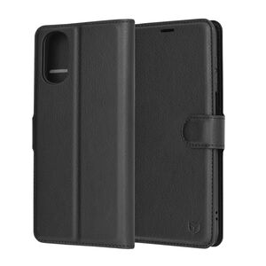 Husa Motorola Moto E22s Techsuit Leather Book tip carte, negru