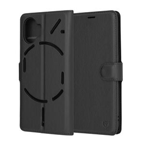 Husa Nothing Phone (2) Techsuit Leather Book tip carte, negru