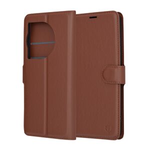 Husa OnePlus 12R Techsuit Leather Book tip carte, maro