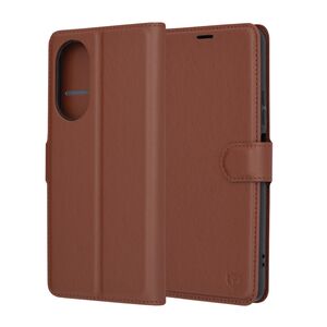 Husa Oppo A58 4G Techsuit Leather Book tip carte, maro