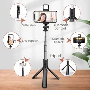 Selfie stick Bluetooth cu telecomanda si LED Techsuit S03-S
