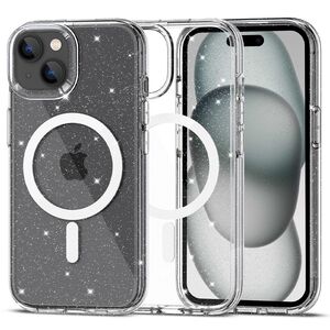 Husa sclipici iPhone 15 Sparkle Skin cu MagSafe, transparenta
