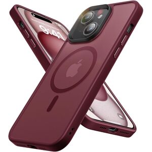 Husa pentru iPhone 15 cu MagSafe, Ghost Series, translucent - bordeaux