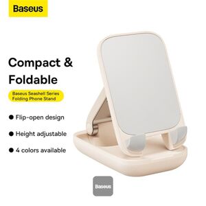 Suport telefon birou cu oglinda Baseus Seashell, bej, B10551501411-00