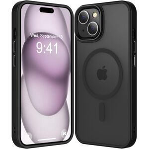 Husa pentru iPhone 15 cu MagSafe, Ghost Series, translucent - negru