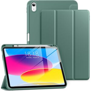 Husa pentru iPad 11 2025, iPad 10 2022 10.9 inch Soft Shell cu functie wake-up/sleep si compartiment pentru Apple Pen, tip stand, verde inchis