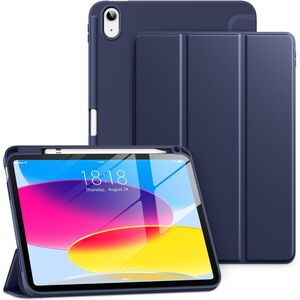 Husa pentru iPad 11 2025, ​iPad 10 2022 Soft Shell cu functie wake-up/sleep si compartiment pentru Apple Pen, tip stand, navy blue