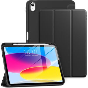 Husa pentru iPad 11 2025, ​iPad 10 2022 Soft Shell cu functie wake-up/sleep si compartiment pentru Apple Pen, tip stand, negru