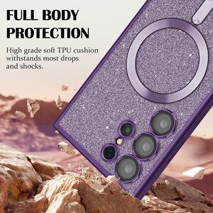 Husa pentru iPhone 15 Pro Max cu MagSafe Sparkle Glare Detachable Layer, cu protectie lentile - negru
