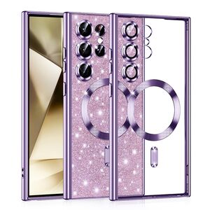Husa pentru Samsung Galaxy S24 Ultra cu MagSafe Sparkle Glare Detachable Layer, cu protectie lentile - light purple