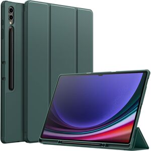 Husa pentru Samsung Galaxy Tab S10 Ultra / S9 Ultra 14.6 inch Soft Shell UltraSlim tip stand, functie sleep/wake-up si slot pentru S-Pen, verde inchis