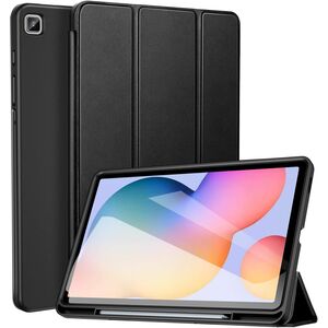 Husa pentru Samsung Galaxy Tab S6 Lite 10.4 inch 2024 / 2022 / 2020 Soft Shell cu functie wake-up/sleep si compartiment pentru S-Pen, tip stand, negru