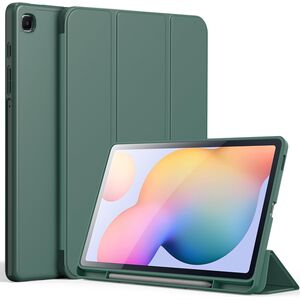 Husa pentru Samsung Galaxy Tab S6 Lite 10.4 inch 2024 / 2022 / 2020 Soft Shell cu functie wake-up/sleep si compartiment pentru S-Pen, tip stand, verde inchis